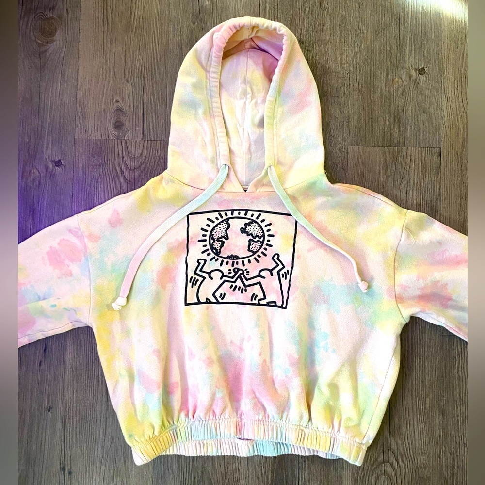 🔥Women’s Keith Haring tie dye cropped hoodie sweatshirt